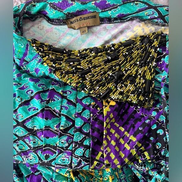 COPY - MISS BIKINI Luxury Brand Made In Italy Long Dress Abstract Printed Beade… - Picture 7 of 8